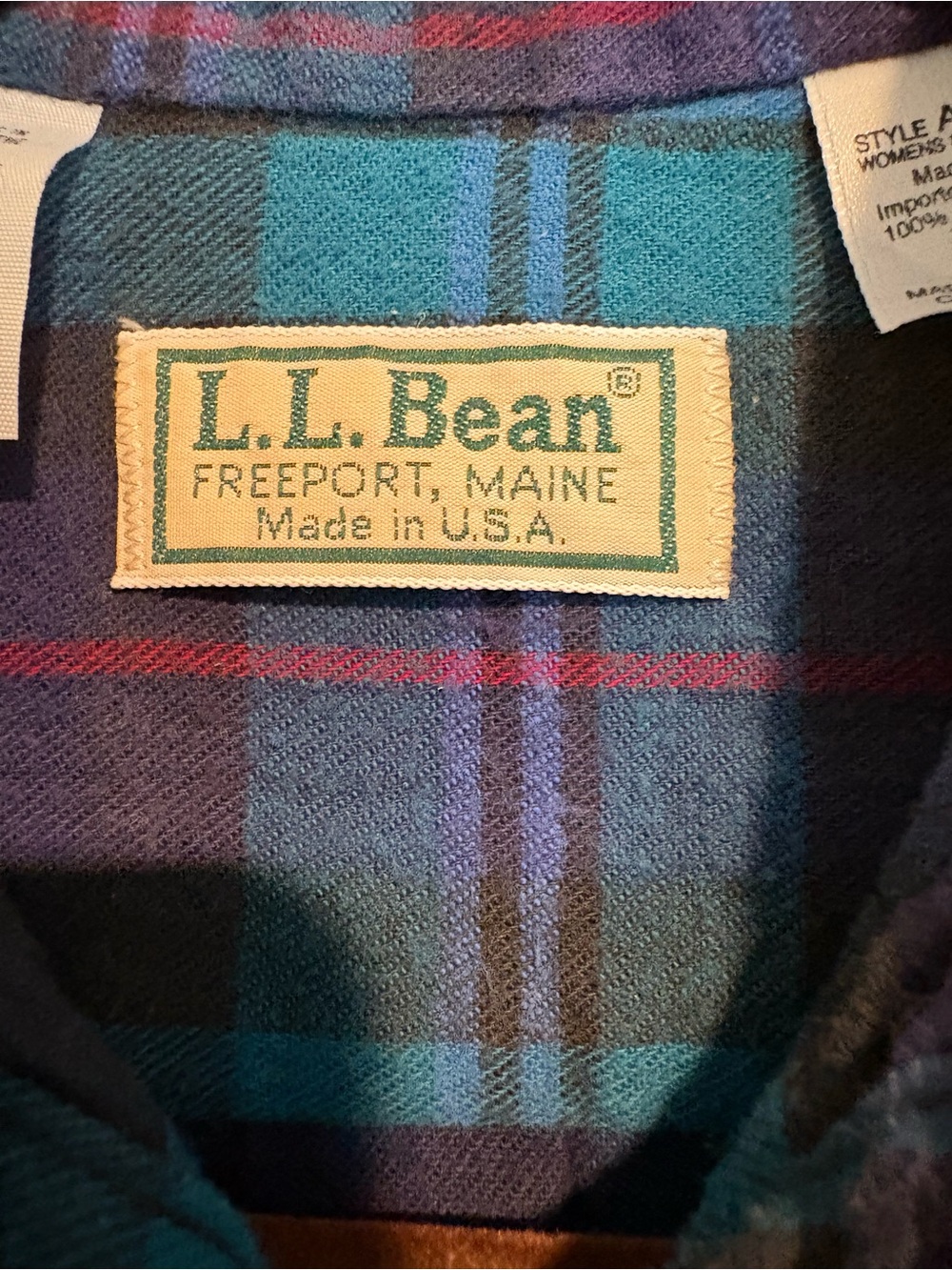 Vintage L.L. Bean Women’s Plaid Flannel Shirt Button Down Made in USA Cabincore - Picture 5 of 9